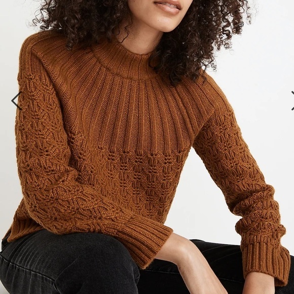 Madewell Sweaters - Madewell Pointelle Stitch-Mix Mockneck Sweater Size M NWT.   Wool Blend